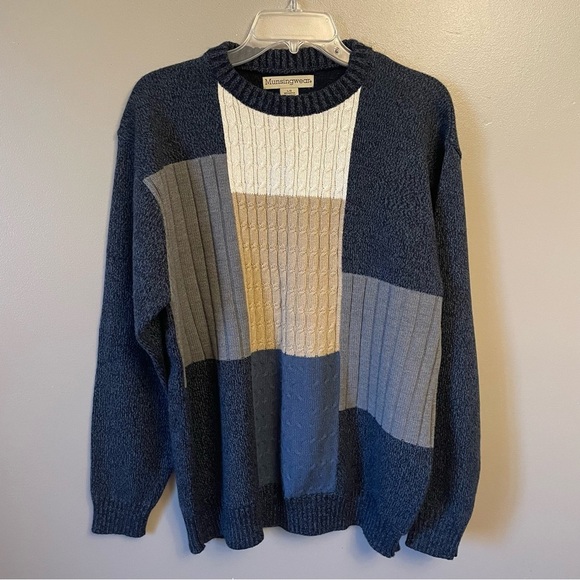 Munsingwear Brown Color Block Sweater Sz XL - Picture 1 of 8